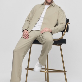 %100 Coton Kumaş Gömlek Pantolon Takım Haki Renk