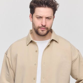 %100 Coton Kumaş Gömlek Pantolon Takım Bej Renk