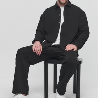 %100 Coton Kumaş Gömlek Pantolon Takım Siyah Renk