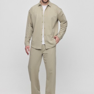 %100 Coton Kumaş Gömlek Pantolon Takım Haki Renk