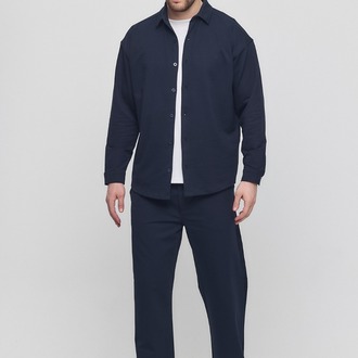%100 Coton Kumaş Gömlek Pantolon Takım Lacivert Renk