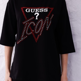 GUESS ICON TAŞLI EŞOFMAN TAKIMI SİYAH
