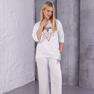 GUESS ICON TAŞLI EŞOFMAN TAKIMI BEYAZ