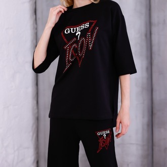 GUESS ICON TAŞLI EŞOFMAN TAKIMI SİYAH