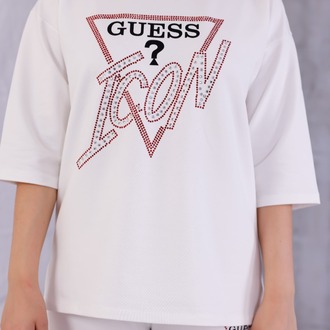 GUESS ICON TAŞLI EŞOFMAN TAKIMI BEYAZ