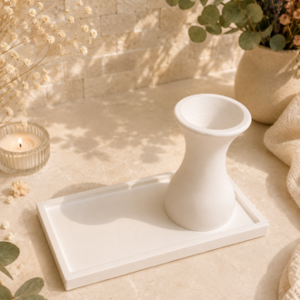Ivory Vase Set — Vase & Tray