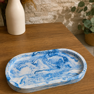 Marble Oval Tray — Ocean