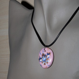 Handmade clay ornament amulet necklace 