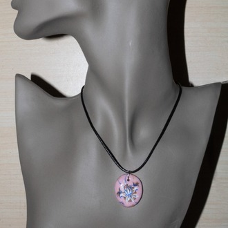 Handmade clay ornament amulet necklace 