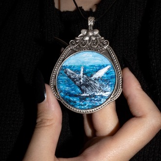 Hand-painted miniature whale amulet