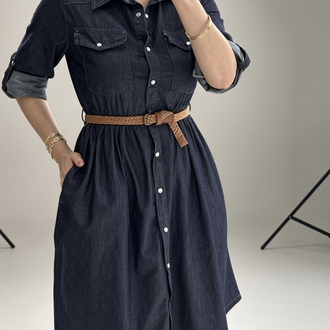 Kemerli jean elbise