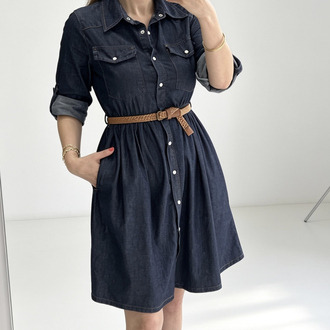 Kemerli jean elbise