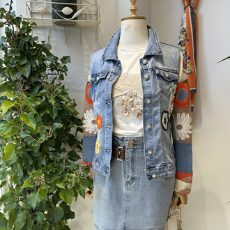 Çiçek Denim Ceket