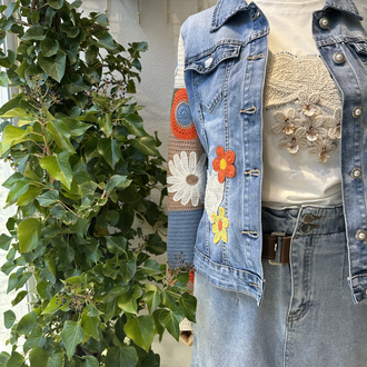 Çiçek Denim Ceket