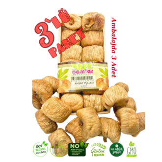 Çamlar 3'lü Paket Doğal Kuru İncir Jumbo Boy Ahşap Tabak 325 gr X 3 Adet