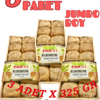 Çamlar 3'lü Paket Doğal Kuru İncir Jumbo Boy Ahşap Tabak 325 gr X 3 Adet