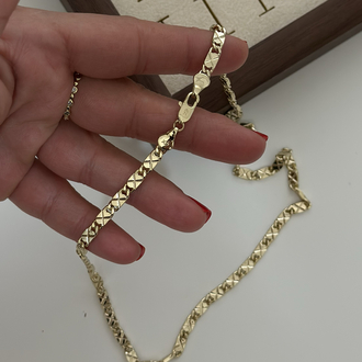 Xuping 14k x desenli plaka zincir 51cm
