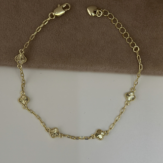 Özel seri Altın kaplama 5 mini yoncalı bileklik