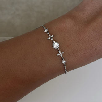Silver mekanizmalı flowers bileklik