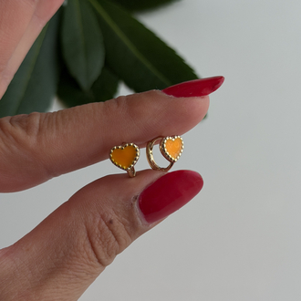 Xuping 14k mini orange heart halka küpe 