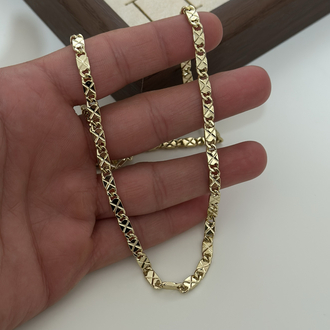 Xuping 14k x desenli plaka zincir 51cm