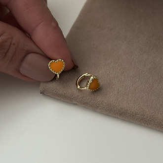 Xuping 14k mini orange heart halka küpe 