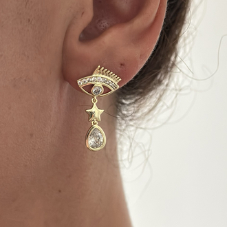Xuping 14k damla taş sallantılı Eye küpe
