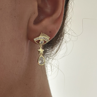 Xuping 14k damla taş sallantılı Eye küpe