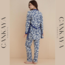 Yeni Sezon Mavi Çiçek Desenli Bayan Pijama Takımı!
