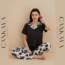 Yeni Sezon Siyah Çiçek Desenli Yaka Detaylı Bayan Pijama Takımı