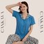 Mavi Leopar Desenli Pijama Takımı