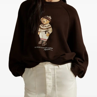 BEAR BASKILI SWEATSHİRT(Kahverengi)