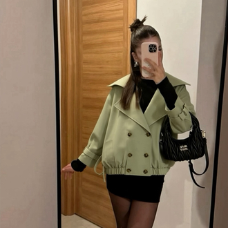 Sage Yeşili Oversize Trenç Ceket
