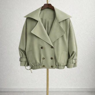 Sage Yeşili Oversize Trenç Ceket