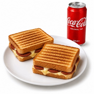 Kaşarlı sucuklu Tost 2 Adet + 330 ml cola
