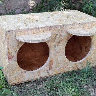 2 Bölmeli Kedi Yuvası. Soğuk ve yağmura dayanıklı 15 mm OSB'den sağlam kedi yuvası