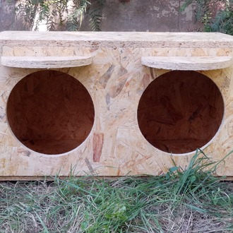 2 Bölmeli Kedi Yuvası. Soğuk ve yağmura dayanıklı 15 mm OSB'den sağlam kedi yuvası