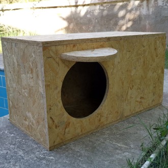  Kedi Yuvası. Soğuk ve yağmura dayanıklı 15 mm OSB'den sağlam kedi yuvası