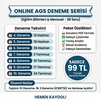 TÜRKİYE GENELİ ONLİNE AGS (EĞİTİM VE MEVZUAT) DENEME PAKETİ