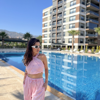 Boyundan Bağlamalı Pembe Takım