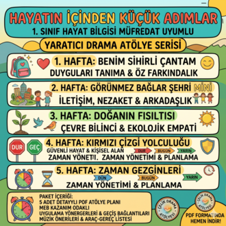 1. Sınıf Hayat Bilgisi Müfredat Uyumlu - 5 Haftalık Yaratıcı Drama Atölye Paketi
