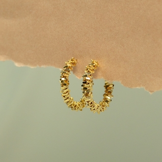 Gold Zikzaklı Halka Küpe