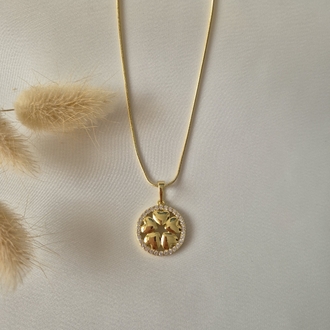 Gold yonca kolye