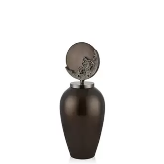 Cam ve Metal Karışımlı Kapaklı Vazo | Glass and Metal Mixed Lid Vase