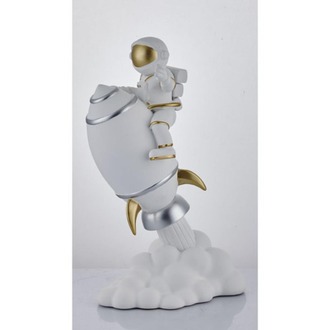 Dekoratif Roketli Astronot Biblo  - Astronaut On Rocket White Decor 