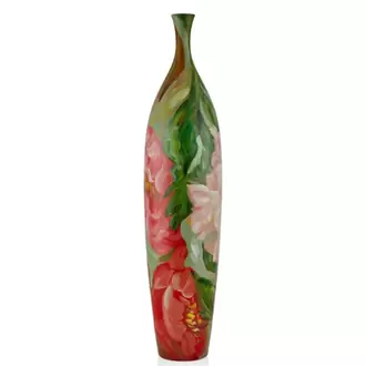 Şakayık Desenli İnce Uzun Küçük Boy Vazo | Peony Patterned Thin Tall Small Size Vase
