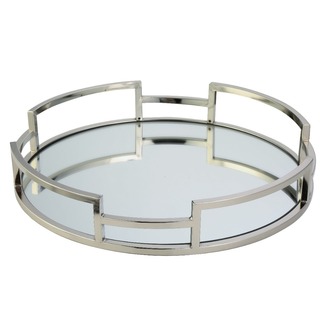 Silver Aynalı Çemberli Tepsi 