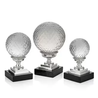 Mermer Tabanlı Gümüş Renk Dekoratif 3Lu Top | Marble Based Silver Color Decorative 3 Piece Ball