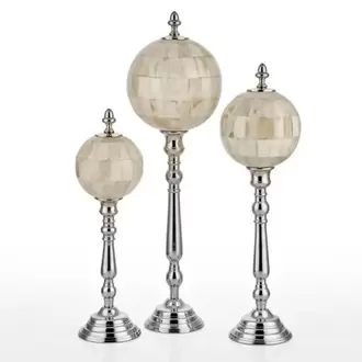 Milan Bej Gecıslı 3 Lu Dekoratif Toplar | Beige Colored 3 Piece Decorative Balls
