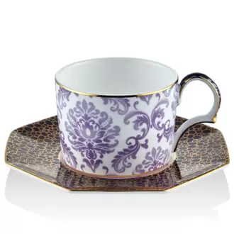 Lamedore Tea Delight Tea Cup & Saucers Iris Purple (çay bardağı ve tabağı)